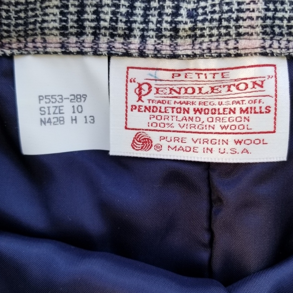 Pendleton Virgin Wool Houndstooth Plaid High Waist Skirt Size 10 - Picture 4 of 6